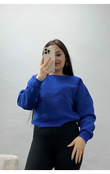 Belendir Kadın Bisiklet Yaka 3 İplik Sweat Saks Açık Saks Mavi Belendir Kadın Bisiklet Yaka 3 İplik Sweat Saks Açık Saks Mavi