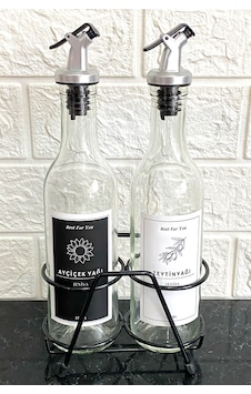 2'li Şeffaf Cam 375 Ml Stantlı Yağdanlık Damlatmaz Başlıklı Yağlı 2'li Şeffaf Cam 375 Ml Stantlı Yağdanlık Damlatmaz Başlıklı Yağlı