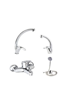 Kapa Lavabo-mutfak-banyo Bataryası Musluğu + Duş Seti 4'lü Çok Renkli