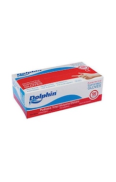 Dolphin Pudrasız Beyaz Vinil Muayene Eldiveni 100'lü S Dolphin Pudrasız Beyaz Vinil Muayene Eldiveni 100'lü S
