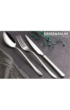 Kahramanlar Deniz 72 Parça Çelik Çatal Kaşık Takımı 12 Kişilik Set Gümüş