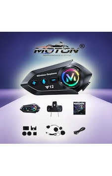 Y12 Kask İçi Bluetooth Kulaklık İnterkom - Entegre Fm Radyo, Rgb Modlu, Sesli Asistan Destekli