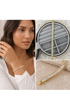 Premium Parlak Ve Şık Baget Taşlı Gold Renk 316l Çelik Kadın Bileklik 20cm Altın Premium Parlak Ve Şık Baget Taşlı Gold Renk 316l Çelik Kadın Bileklik 20cm Altın