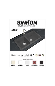Sinkon Antrasit Granit Eviye 97 x 52 / Çift Gözlü - Sg90 - Sinkon Sinkon Antrasit Granit Eviye 97 x 52 / Çift Gözlü - Sg90 - Sinkon