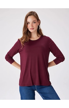 Faik Sönmez Yuvarlak Yaka Uzun Kol Kadın T-shirt Bw27tsh003 Bordo Faik Sönmez Yuvarlak Yaka Uzun Kol Kadın T-shirt Bw27tsh003 Bordo