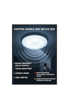 18w Ledli Radar Sensörlü Sıva Üstü Tavan Armatürü - Yüksek Lümen, Akıllı Aydınlatma,aydınlatma Glop Armatürü Led Avize Aplik Balkon Banyo Koridor Lambası Led Beyaz 18w Ledli Radar Sensörlü Sıva Üstü Tavan Armatürü - Yüksek Lümen, Akıllı Aydınlatma,aydınlatma Glop Armatürü Led Avize Aplik Balkon Banyo Koridor Lambası Led Beyaz