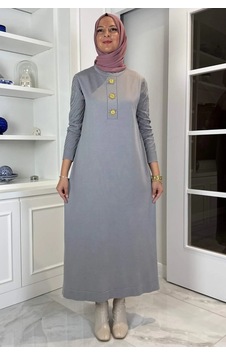 Rabia Şamlı Güneş Triko Elbise Gri Normal Rabia Şamlı Güneş Triko Elbise Gri Normal