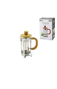 Lunaev French Press Metal Kafes - Bambu Sap Bambu Kapak 350 Ml Cam Bitki Süzgeçi Açık Camgöbeği