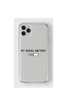 Iphone 11 Pro Max Uyumlu My Social Battery Tasarımlı Şeffaf Telefon Kılıfı Çok Renkli Iphone 11 Pro Max Uyumlu My Social Battery Tasarımlı Şeffaf Telefon Kılıfı Çok Renkli