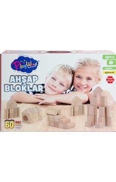 Playwood Kutuda Ahşap Renkli Bloklar 60 Parça