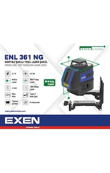 Exen Enl 361 Ng - 1x360 3.7v 2.6ah Noktalı Şarjlı Yeşil Lazer Şakül Set