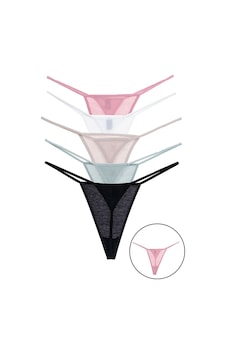 Vanilya Secret İpli Tanga Pamuk 5'li Paket Çok Renkli Vanilya Secret İpli Tanga Pamuk 5'li Paket Çok Renkli