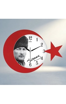 Şık Ofset Kadran Akrilik Boyalı Duvar Saati 0240-beyaz-şekilli-48cm