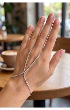 Şahmeran Silver Kaplama Pembe Beyaz Zirkon Taşlı Bileklik Bijuteri Gümüş