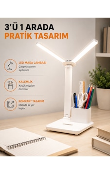 Led Işıklı Masa Lambası Göz Yormayan, Kısılabilir Ve Esnek Başlıklı Yeni Nesil Çokrenkli