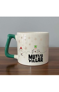 Mutlu Yıllar Kar Taneleri Baskılı Yeşil Kulplu D Yılbaşı Kupası Mutlu Yıllar Kar Taneleri Baskılı Yeşil Kulplu D Yılbaşı Kupası