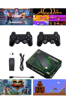 Oyun Konsolu 2.4g Kablosuz Çift Kol Nostaljik Oyunlar 4k Game Stick 10.000 Oyun Atari Gaming Atari