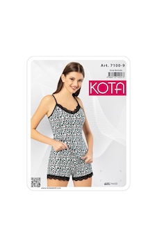 Kota 7100 İp Askılı Baskılı Şortlu Takım Siyah Kota 7100 İp Askılı Baskılı Şortlu Takım Siyah