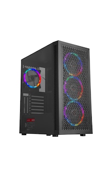 Rampage Platino 600W 80+ Bronze 4 x Rainbow Fanlı Mid Tower Bilgisayar Kasası Siyah Rampage Platino 600W 80+ Bronze 4 x Rainbow Fanlı Mid Tower Bilgisayar Kasası Siyah