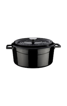 Lava Döküm Yuvarlak Tencere. Trendy Çap Ø 32cm. - Siyah Siyah Lava Döküm Yuvarlak Tencere. Trendy Çap Ø 32cm. - Siyah Siyah
