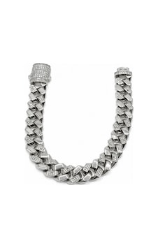 Balenbi Jewelry Kadın Taş Detaylı Gümüş Renk Kalın Gurmet Zincir Kararmaz Çelik Bileklik 1105 Bt1105