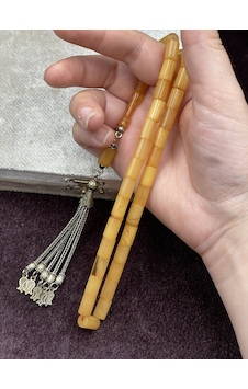 Alpaka Lale Uçlu Kesme Bal Sarısı Sıkma Kehribar Tesbih 7x11 Mm Sarı Alpaka Lale Uçlu Kesme Bal Sarısı Sıkma Kehribar Tesbih 7x11 Mm Sarı
