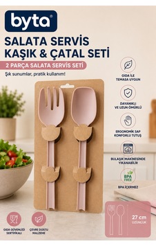 Salata Servis Kaşık Ve Çatal Seti 2'li Bpa İçermez Ergonomik Mutfak Servis Seti Pembe Salata Servis Kaşık Ve Çatal Seti 2'li Bpa İçermez Ergonomik Mutfak Servis Seti Pembe