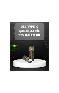 Usb Type-c Girişli Şarjlı Aa Lityum Pil 1.5v Sabit Çıkış 3200mwh 2'li Paket Çok Renkli Usb Type-c Girişli Şarjlı Aa Lityum Pil 1.5v Sabit Çıkış 3200mwh 2'li Paket Çok Renkli