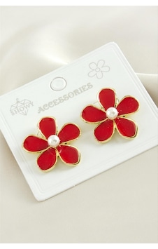 Çiçek - 336 - İnci Mineli Küpe - Spt-gld - - Sarı Çiçek - 336 - İnci Mineli Küpe - Spt-gld - - Sarı