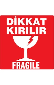 100x100 Dikkat Kırılır Etiketi 500 Sarım