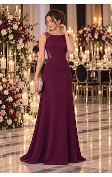 Gül&can Butik Mürdüm Rengi Fiyonklu Abiye Elbise Bordo Gül&can Butik Mürdüm Rengi Fiyonklu Abiye Elbise Bordo