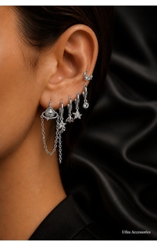 Stainless Steell Figürlü, Zirkon Taşlı Çelik Set Küpe 10