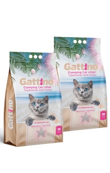 Gattino Pudra Kokulu Topaklaşan Bentonit Kedi Kumu 2 x 10 L