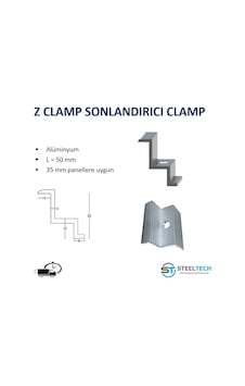 Z CLAMP GÜNEŞ PANELİ SONLANDIRICI 100 ADET 35MM'LİK