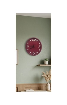 Modern Dekoratif Şık Spor Duvar Saati Bordo Bordo Modern Dekoratif Şık Spor Duvar Saati Bordo Bordo