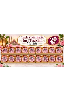 20 Adet Hediyelik Çeyizlik Kutulu Tesbih Ve Taşlı Zikirmatik Seti Mevlüt Hac Umre Çeyiz Hediyeliği Pembe