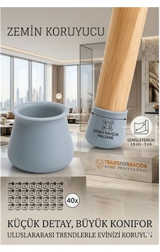 Silikonlu Sandalye Ayak Koruyucu Sessiz Ve Çiziksiz Kullanım, 40 Lı Set Gri 723002