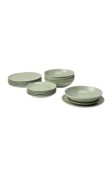 18 Parça Färgklar Yemek Takımı Meridyendukkan Mat Açık Yeşil Renk Stoneware Set