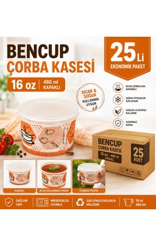 Bencup Corba Kasesı 16 Oz 25 Lı 3 Lü Paket Karısık