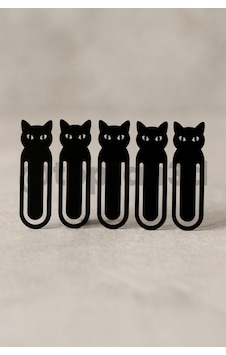 5'li Paket Siyah Kedi Kitap Ayracı, Kedi Figürlü Ayraç, Kedi Severlere Hediyelik Kitap Ayracı - 10cm 5'li Paket Siyah Kedi Kitap Ayracı, Kedi Figürlü Ayraç, Kedi Severlere Hediyelik Kitap Ayracı - 10cm