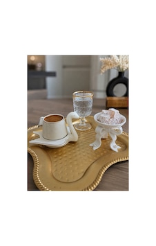 Dekoratif Kahve Yanı Lokumluk Beyaz - 911126266 Beyaz