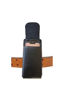 Exenar - Siyah - Çift Telefon Taşıma Kılıfı Kemere Takılan Mıknatıslı Bel İki Telefon Çantası Suni Deri Kılıf