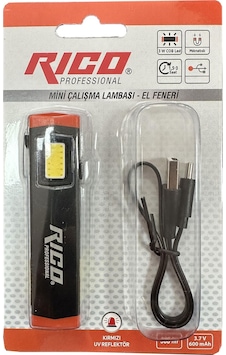 Rico 300 Lümen Mini Şarjlı Led Lambası Mini Siyah - Kırmızı