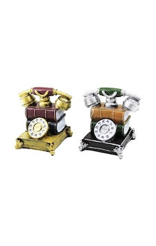 İbico İ12-202-b Ankesörlü Telefon Vintage Dekoratif Biblo Ve Kumbara - Renkli Reçine 15.5x15.5x10 Cm
