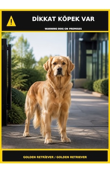 Dikkat Köpek Var Golden Retriever Görselli Pvc Uyarı Levhası 35x50cm Dikkat Köpek Var Golden Retriever Görselli Pvc Uyarı Levhası 35x50cm