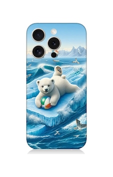 Apple Uyumlu iPhone 15 Pro Max Buzda Ayı Desenli Silikon Kılıf Silikon Apple Uyumlu iPhone 15 Pro Max Buzda Ayı Desenli Silikon Kılıf Silikon