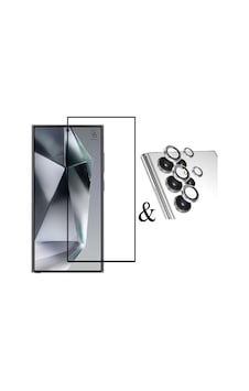 Samsung Galaxy S25 Ultra İle Uyumlu Kavisli Cam Ekran Koruyucu Ve Kamera Lens Koruyucu Seti