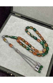 Alpaka Yeşil Damla Uçlu Turuncu-yeşil-krem Tonları Sıkma Kehribar Tesbih 7x11 Mm Alpaka Yeşil Damla Uçlu Turuncu-yeşil-krem Tonları Sıkma Kehribar Tesbih 7x11 Mm