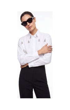 Fabrika Beyaz Kadın Oversize Taşlı Gömlek F5wl-gml0101 Fabrika Beyaz Kadın Oversize Taşlı Gömlek F5wl-gml0101