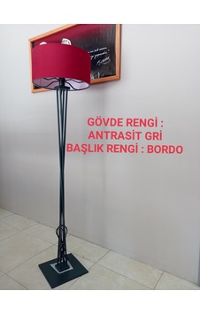 Balsa Dekor Ahşap Lambader Köşe Lambası Bordo Balsa Dekor Ahşap Lambader Köşe Lambası Bordo